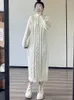 Vestidos casuais malha longa camisola vestido mulheres gola alta 2024 outono inverno sólido zíper listra grossa manga quente feminino