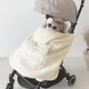 Coral Fleece Stroller Cover Embroidery Bear Bunny Winter Windproof Kids Blankets Infant Nap Warm Quilt Swaddle Wrap 240102