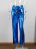 PU Bright Color Women Pants Solid High midja rak streetwear byxor kvinnlig höst vinter sexig casual lose lady pant 231229