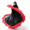スカートエレガントなスペインのフラメンコビッグスイングヘムスカートロングレッドブラックブルファイトダンスドレスボールルームのためのドレス