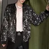 Gold and silver shiny men's glitter stage costumes modern men's oversized fashionable baseball jackets unusual clothing 240102