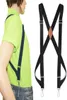 Side Clip Trucker Suspenders for Men Work 25cm Wide Xback with 2 Snap Hooks Adjustable Elastic Heavy Duty Trouser Braces Black1432420