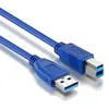 USB 3.0 Skrivare Datakabel En hane till B Male High-Speed ​​Square Port Desktop Printer Connection Printing Cable Blue Blue