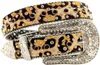 Cintura da donna con strass multicolore Cowgirl con cintura borchiata Cintura occidentale in pelle stile leopardo per donna3410244