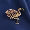 Broches Luxe Kristal Flamingo Voor Vrouwen Elegante Roze Strass Dier Vogel Pins Kleding Jas Accessoires