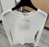 T-shirt bianca da donna casual T-shirt a maniche lunghe con lettere firmate Camicie con fondo di lusso Top da donna eleganti di lusso