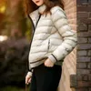 Casacos de trincheira femininos casaco de algodão de inverno casaco de gola curta acolchoada jaquetas quentes moda puffer feminino elegante parkas 2024