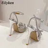 Eilyken PVC Transparent femmes pompes Sexy papillon-noeud cristal talons hauts bout pointu mariage bal sandales printemps chaussures 240102