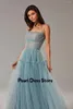 파티 드레스 레드 핑크/블루 롱 댄스 파티 드레스 2024 얇은 스트랩 레이어 A- 라인 주름 얇은 명주 그럴리 형식