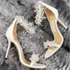 2024 Summer Luxury Maisel Pearl Embellished Sandals Shoes Lady Pumps White Black Strappy Perfect High Heels Party Wedding Gladiator Sandalias EU35-43