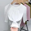 Dames T-shirts Hoge Kwaliteit 2024 Vrouwen Tops Elastic Force Lente Zomer T-shirt Vrouwelijke Kleding Sexy Crop Top Kleding Casual blouse Meisje