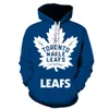 Hoodies Erkekler için Toronto 3D Maple Leafs Baskılı Kapşonlu Uzun Kollu Sweatshirt Street Trend Y2K Büyük boy erkekler giyim 240102