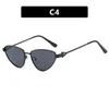 Sunglasses 2024 Cat Eye Metal Hinger Triangle Frame Women Fashion For Small Face Lady Shades