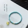 Bracciale UMQ in minerale grezzo naturale, alta porcellana, turchese blu, per fidanzata, cera d'api, zucca, bianco sottile