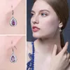 Knot JewelryPalace ENORME Pera 15.2ct Creado Alejandrita Zafiro Plata de Ley 925 Cuelga Pendientes colgantes para mujer Joyería de piedras preciosas