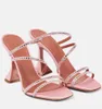 Elegancka Amina Muaddi Naima Sandals Buty Kobiety Kryształowy satynowy satynowy Martini Obcina sukienka Wedding Lady Gladiator Sandalias EU35-42, z pudełkiem