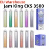 EU Warehouse Jam King CKS 3500 E Cigarettångare Deschables Bästa Vape Pen E Cigarett Vape USB-C Laddningsmaskspuff 2800 6 ml Förfylld 650mAh Uppladdningsbar