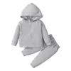 Clothing Sets Toddler Boys Girls Long Sleeve Solid Color Bias Breasted Tops Pants Two Piece Jean Outfits Oatmeal Baby Clothes