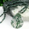 Natural water grass agate drop pendant leaf chalcedony necklace necklace moss agate jade pendant DIY pendant jewelry328d