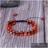 Chaîne Indien Agate Double Couche Pierre Perle Bracelet Tissé À La Main 6 Mm 2 Rangées Pierres Précieuses Bracelets Réglables Livraison Directe Bijoux Bracelet Dh69X