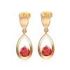 Kolczyki Dangle Trendy woda kropla cZ kolorowy kryształ dla kobiet vintage złoty kolor przyjęcia weselny biżuteria brinco feminino prezent