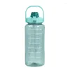 Waterflessen 2 liter sportfles met stroman dames fitness outdoor cold fleslesc tijd marker drinkware1