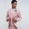 Costumes pour hommes mariage rose ensemble complet plat sur mesure simple boutonnage revers en pointe 3 pièces veste pantalon gilet élégant coupe ajustée Ropa Hombre