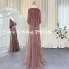 فساتين الحفلات Simin chiffon a-line v-neck fruchice الترتر الفاخرة الرسمية في الطرف الأمامي المسائي الأنيق للنساء 2024