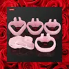 Dispositivo de castidade de plástico rosa HT V4Chastity Cock Cage para Masculino BeltChastity Sex ToyChastity com quatro anéis 240102