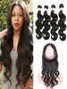 360 Lace Frontal With Bundles 9A Peruvian Indian Malaysian Brazilian Virgin Body Wave Hair Weaves Human Hair Bundles And 360 Closu4918202