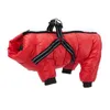 Vestuário para cães Roupas de inverno com arnês à prova d'água quente acolchoado zip up macacão para cães pequenos e médios fofo casaco de animal de estimação jaqueta ao ar livre