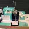 2024 new Designer Tifannissm necklace Stainless steel Light luxury T family set with diamonds snowflake key pendant collarbone chain