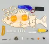 Wooden STEM Toys Puzzle Electric Swimming Fish DIY Kit Assemble Technology Educational Science Experiment Machnical Model 240102