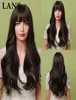 LANS Synthetic Hair Wigs Long Wavy Layered Brown To Blonde Ombre Wigs with Bangs Afro5255809