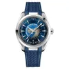 Yüksek kaliteli omegx seamasterx ustası chronometerx gmtx dünya zaman erkek izle paslanmaz çelik silikon kayış mineral cam tasarımcı hareketi mekanik saat