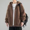 2023 nouvelle veste pour hommes sweat-shirt automne décontracté solide fermeture éclair poche à capuche ample complet correspondant tendance suivi robe cardigan extra large haut 240102