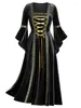 Casual Dresses 2024 Vintage Halloween Women Dress Costumes Long Sleeve Medieval Cosplay Vampire Witch Victorian Gothic Bandage