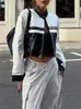 SUCHCUTE Coreano Streetwear Contrasto Nero Bianco Giacche in pelle Moto PU Cappotti Zip Up Donna Y2K Top in Capispalla 231229