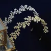 Vintage hojas claro circón boda tiaras diademas cristal novias accesorios noche joyería para el cabello 240102