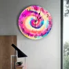 Relógios de parede espiral tie-dye pigmento relógio design moderno sala de estar decoração cozinha arte relógio decoração de casa