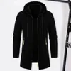 Men's Jackets Comfortable Men Sweater Solid Color Jacket Stylish Hooded Zipper Cardigan For Thickened Medium Length Fall/winter