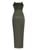 Casual Kleider Frauen Luxus Sexy Liebsten Hohe Split Armee Grün Maxi Lange Mini Bodycon Kleider Kleid Abend Bühne Leistung Vestido