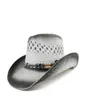 Retro ręcznie robione splot słomy kobiety puste zachodni kowbojowy kapelusz lady tato sombrero hombre cowgirl jazz sun caps rozmiar 5658cm Q08059688906