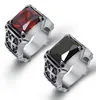 Высокое качество, модное кольцо в стиле хип-хоп, красное/черное, с большими стразами, байкерское мужское серебряное кольцо из нержавеющей стали, дизайн в стиле панк 7-12 #4532681