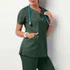 002 Healthca Beschermende Appal Werkkleding Vrouwen Gezondheid Femme Schoonheidssalon Kleding Scrub Tops Shirt Verpleegkundige Verpleging Uniform Jacketsto Goedkope