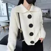 Women's Knits Women Vintage Solid Knitting Long Sleeve Turn Down Collar Cardigans 2024 Winter Fashion Oversized Casual Single Breasted