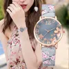 Kol saatleri lüks kuvars izle kadınlar retro kadın saatler bayanlar moda kabartmalı çiçekler baskılı kemer kol saati montre femme 2024