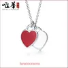 Tifannissm Pendant Necklac Best sell Birthday Christmas Gift Romantic Love Double Heart Necklace Female Red Green Pink Enamel T Home Luxury