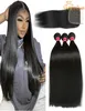 Peruvian Straight Human Hair Bundles with Closure 4x4 Lace Closure With human hair Bundles Brazilian Malaysian Indian Straight Hai3622544