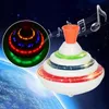 Rotating Gyro With Sound And LED Light Music Spinning Top Pressing StyleImitation WoodMagnetic Flashing Children Luminous Toys 240102